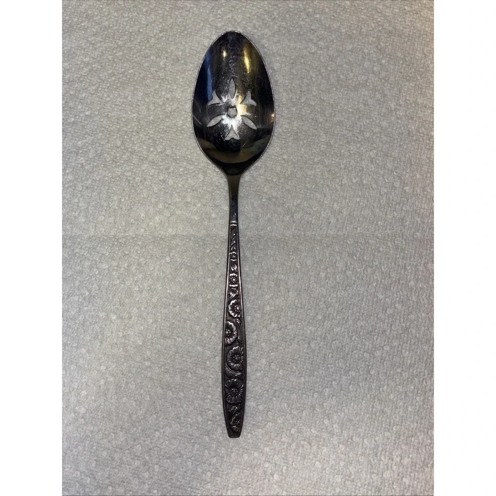 MCM Stainless Flatware Spring Bouquet Made In Korea Stainless One Slotted Spoon